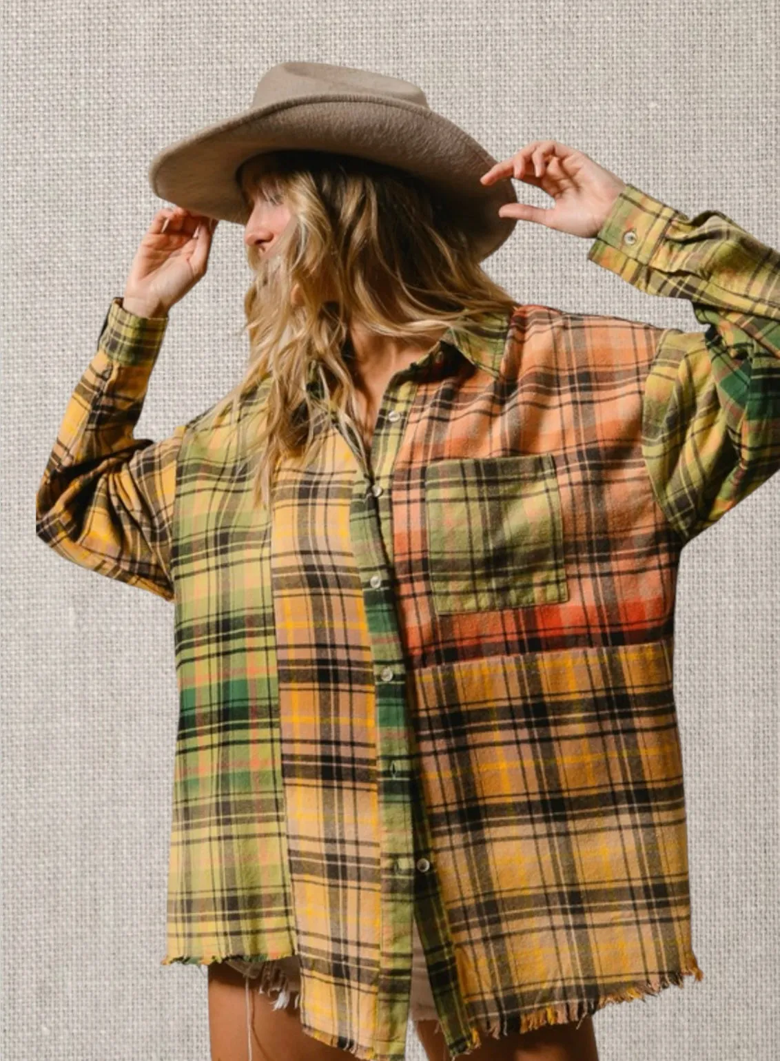 Sale $29! Frayed Hem Plaid Shirt