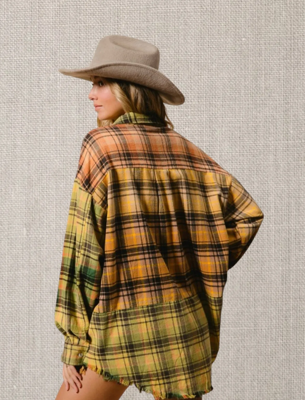 Sale $29! Frayed Hem Plaid Shirt