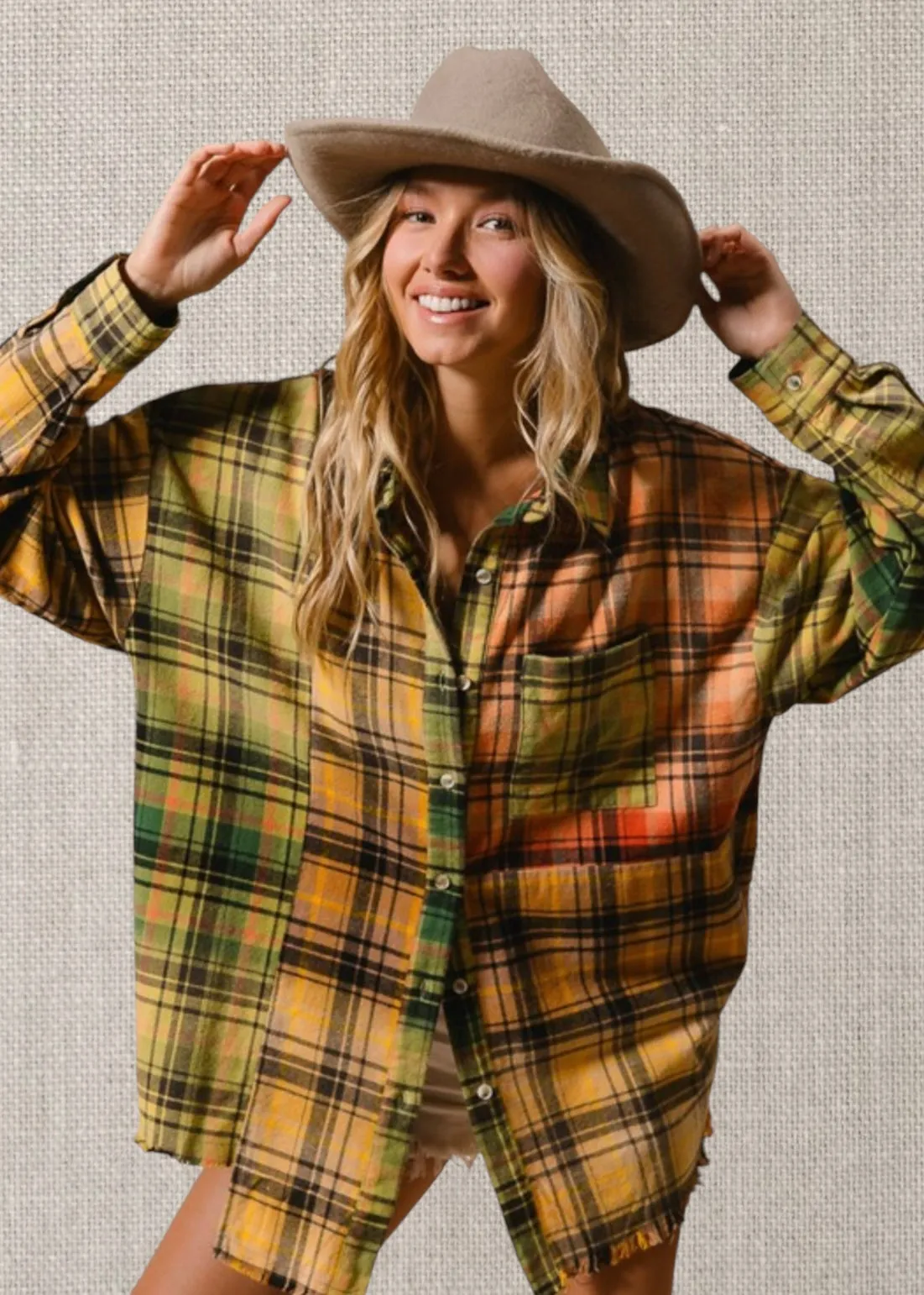 Sale $29! Frayed Hem Plaid Shirt