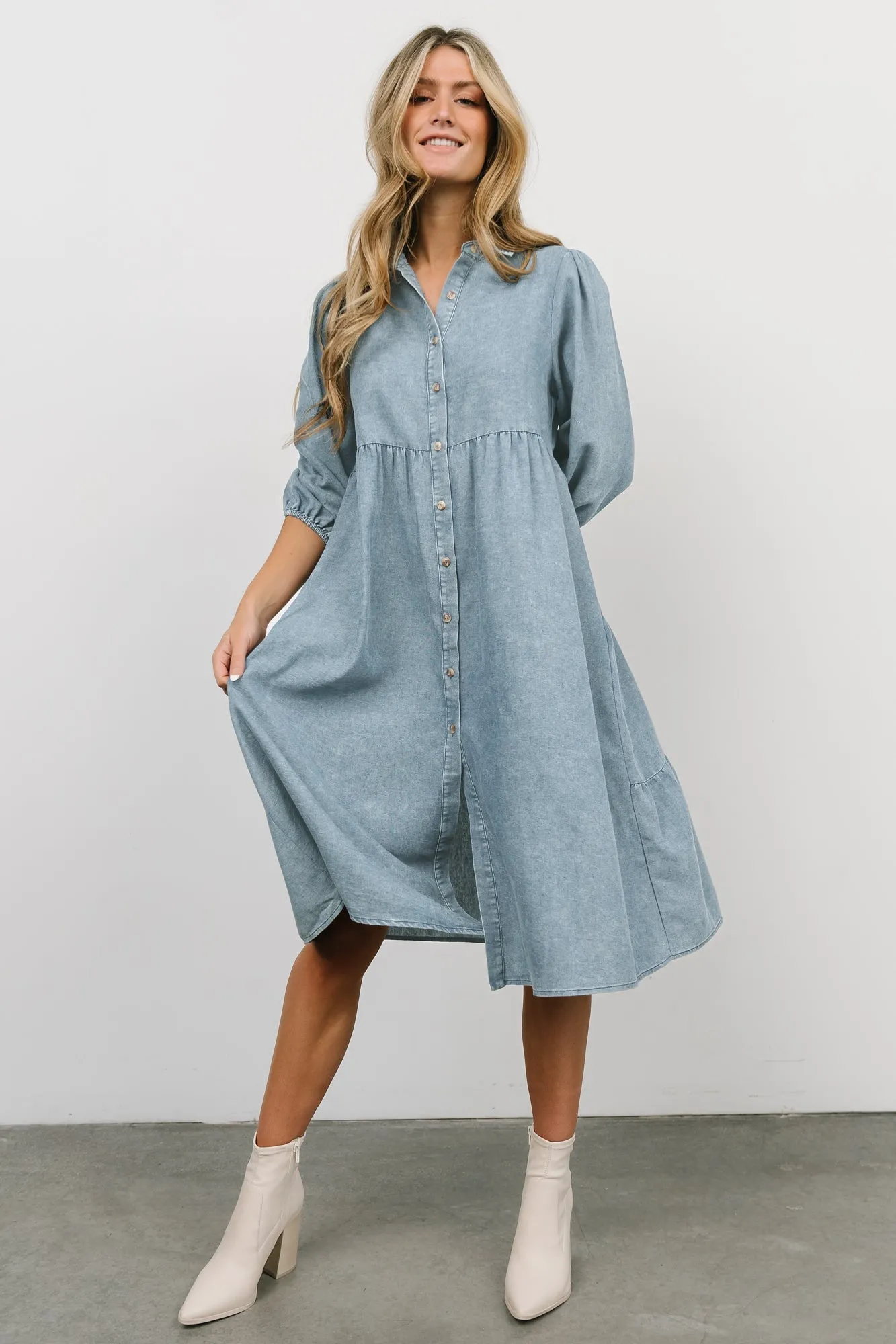 Sari Babydoll Dress | Chambray