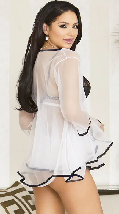 Sheer White Babydoll And Robe Set