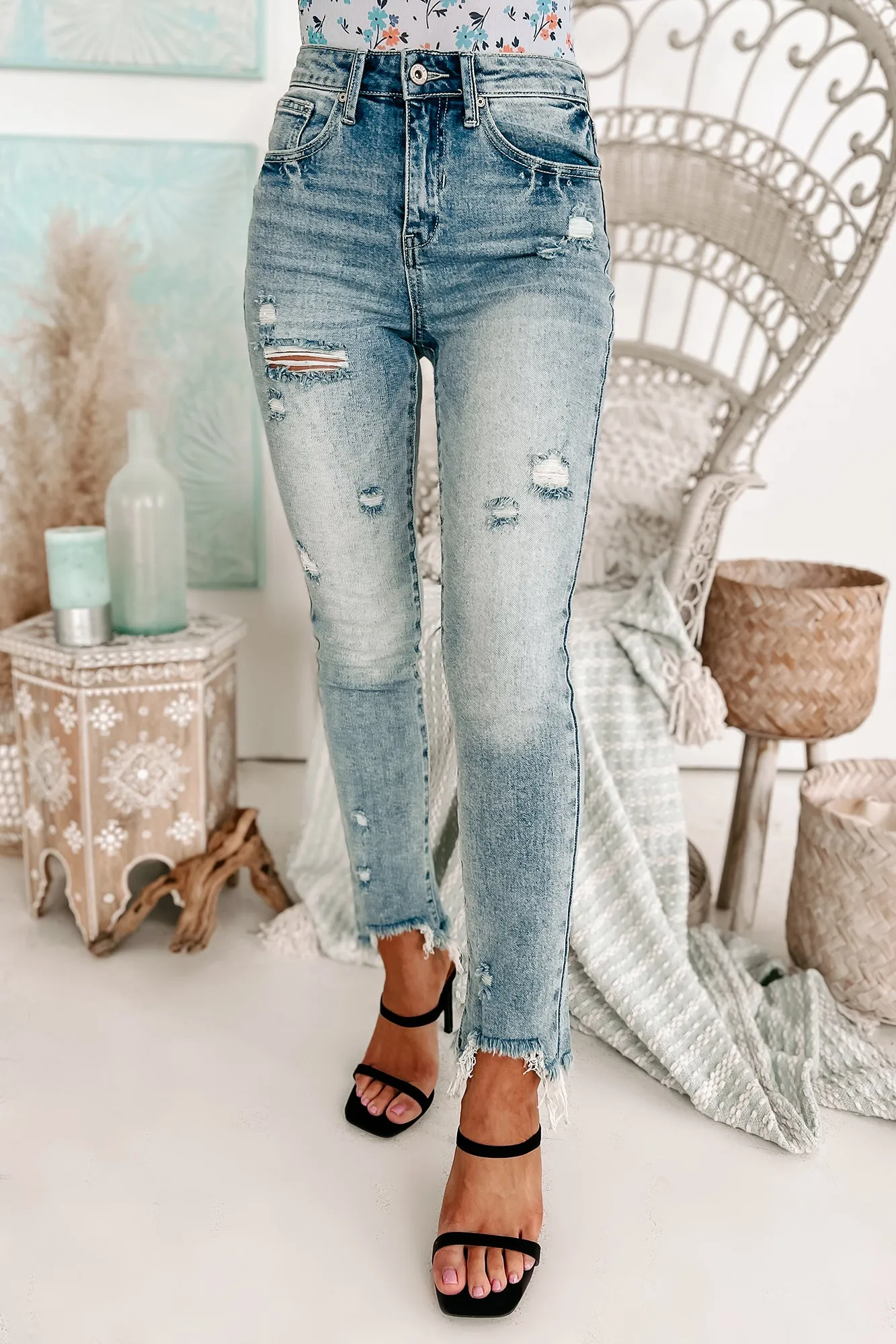 Sienna High Rise Distressed Special A Jeans (Medium Light)