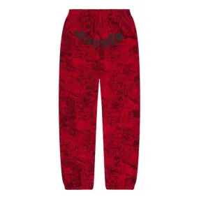 SP5DER OG WEB SWEATPANTS TREE CAMO RED FW24 RUNWAY EDITION