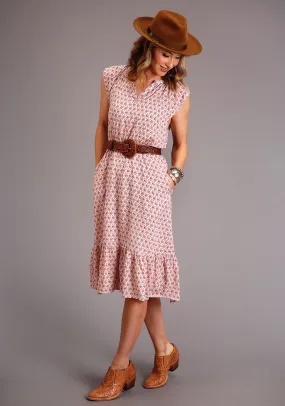 Stetson Womens Red Rayon/Nylon Cottage Floral S/S Dress