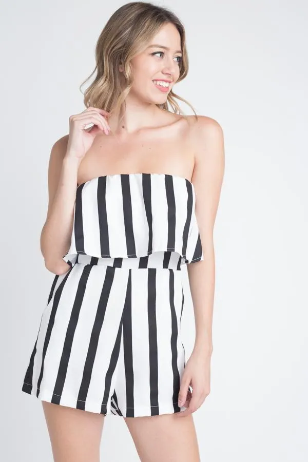 Strapless Stripe Pocket Romper | CozyCouture®