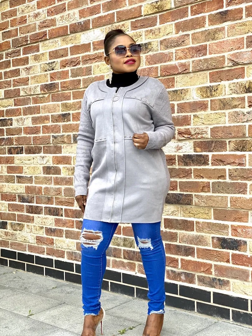 Suedish CardiJacket With Studs