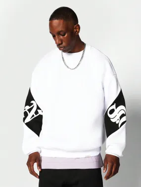 SUMWON Crew Neck Sweatshirt With Back Graphic Print