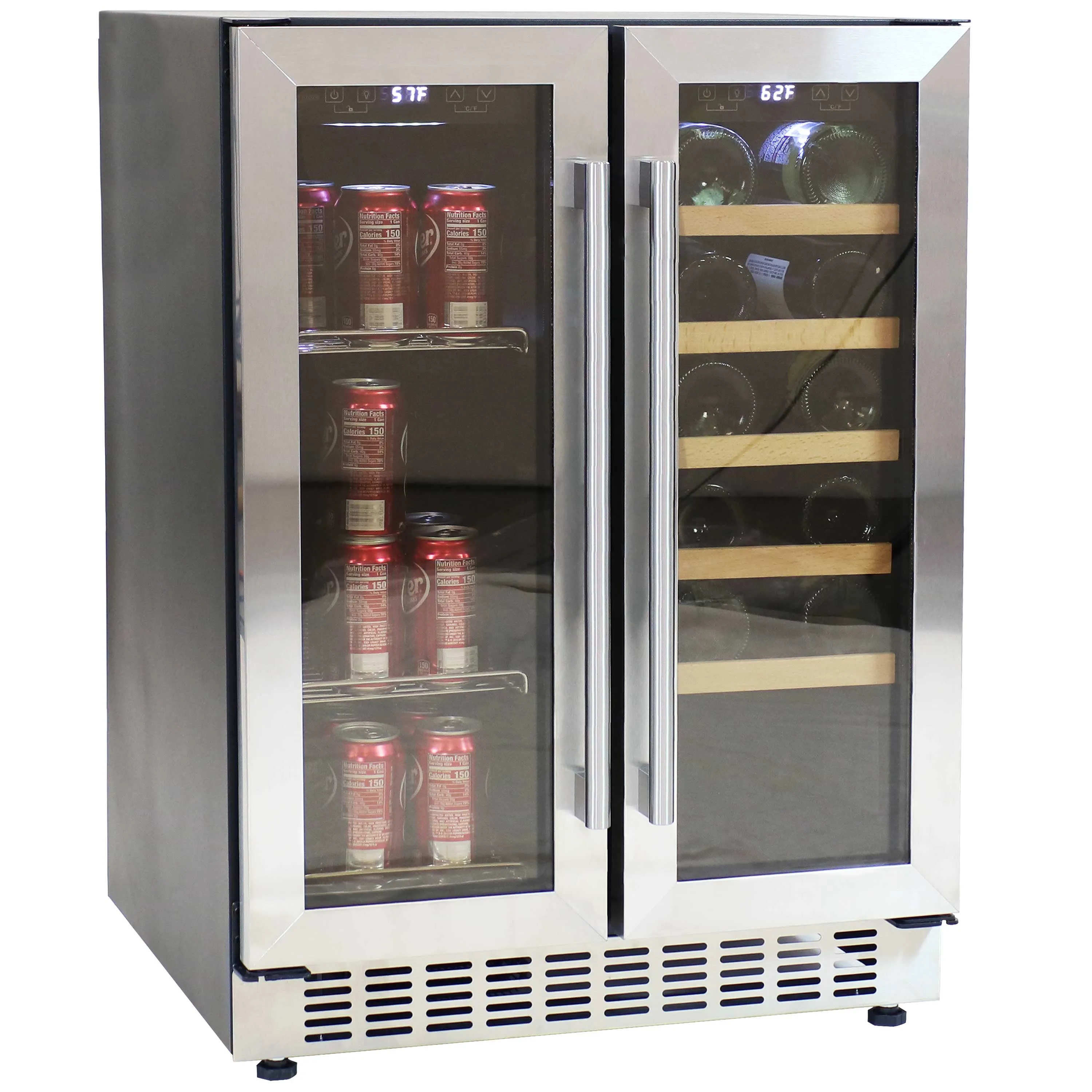 Sunnydaze 20-Bottle/63-Can Dual Zone Wine and Beverage Refrigerator