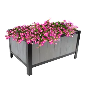 Sunnydaze Steel-Framed Acacia Wood Raised Garden Bed - 15.5" H
