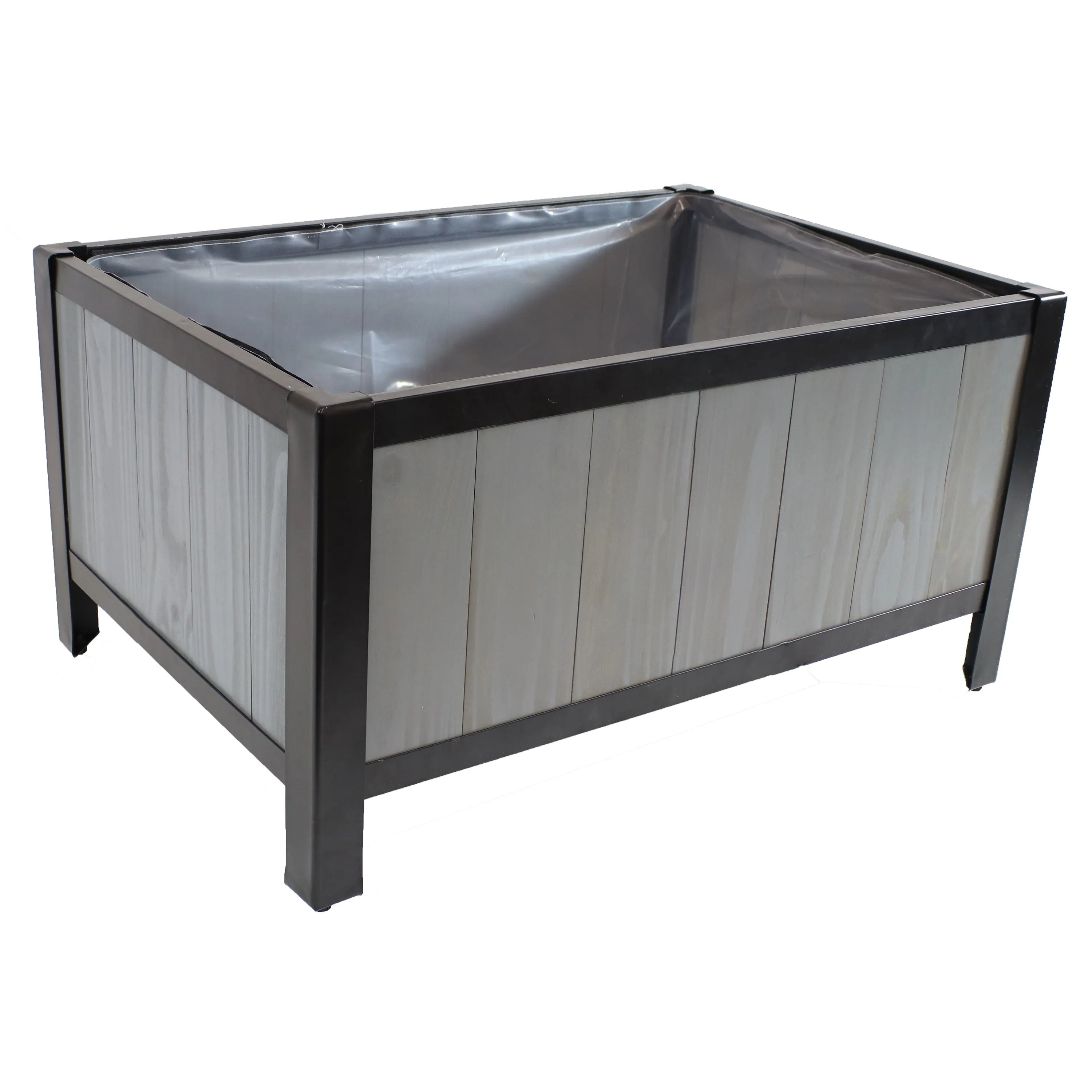 Sunnydaze Steel-Framed Acacia Wood Raised Garden Bed - 15.5" H