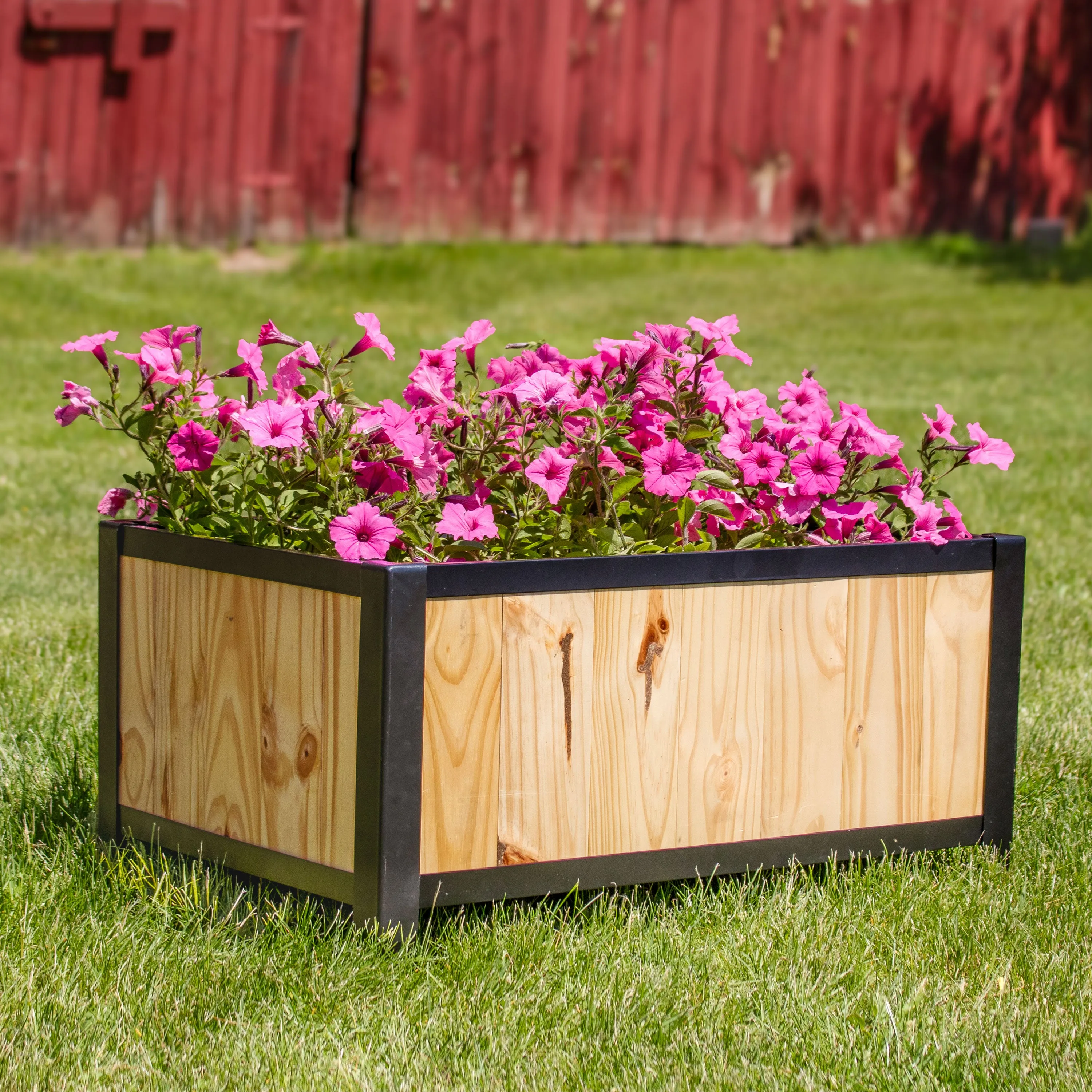 Sunnydaze Steel-Framed Acacia Wood Raised Garden Bed - 15.5" H