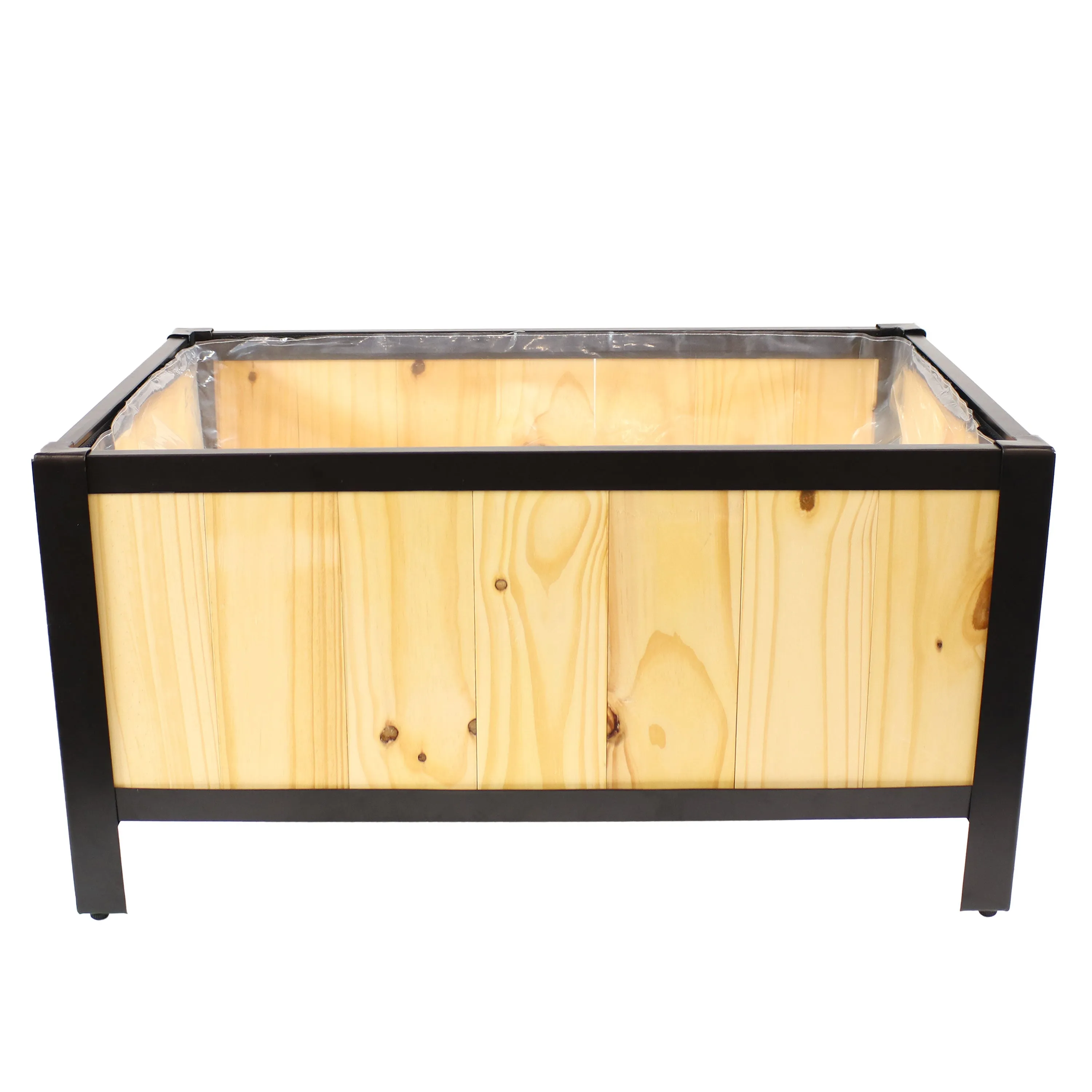 Sunnydaze Steel-Framed Acacia Wood Raised Garden Bed - 15.5" H