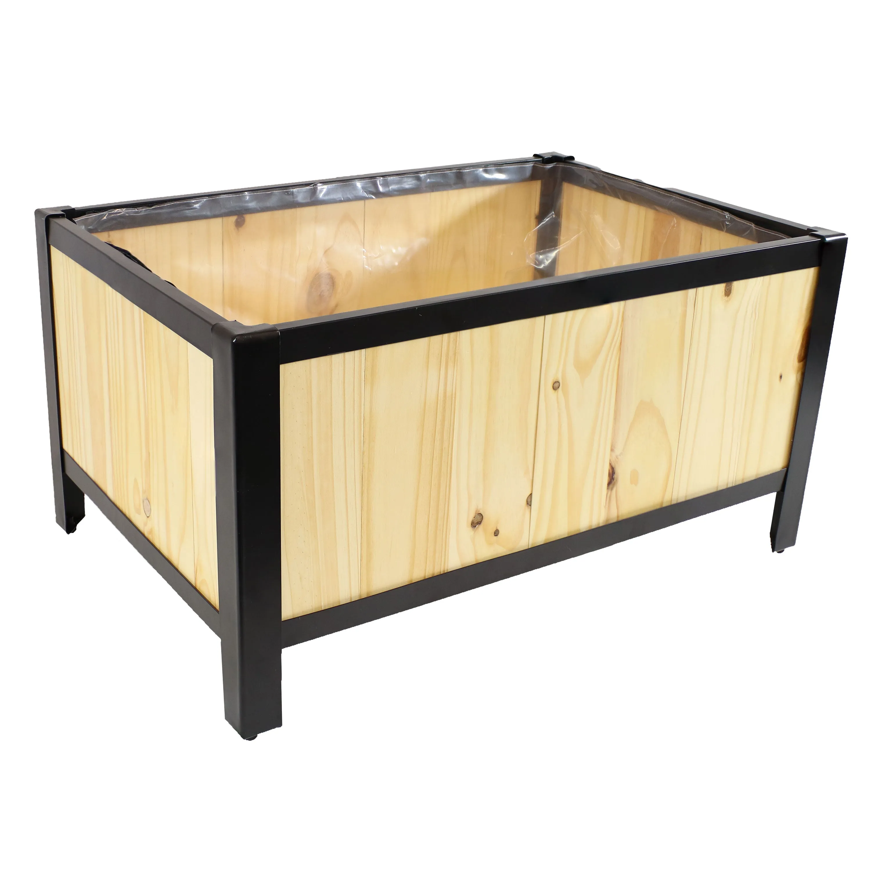 Sunnydaze Steel-Framed Acacia Wood Raised Garden Bed - 15.5" H