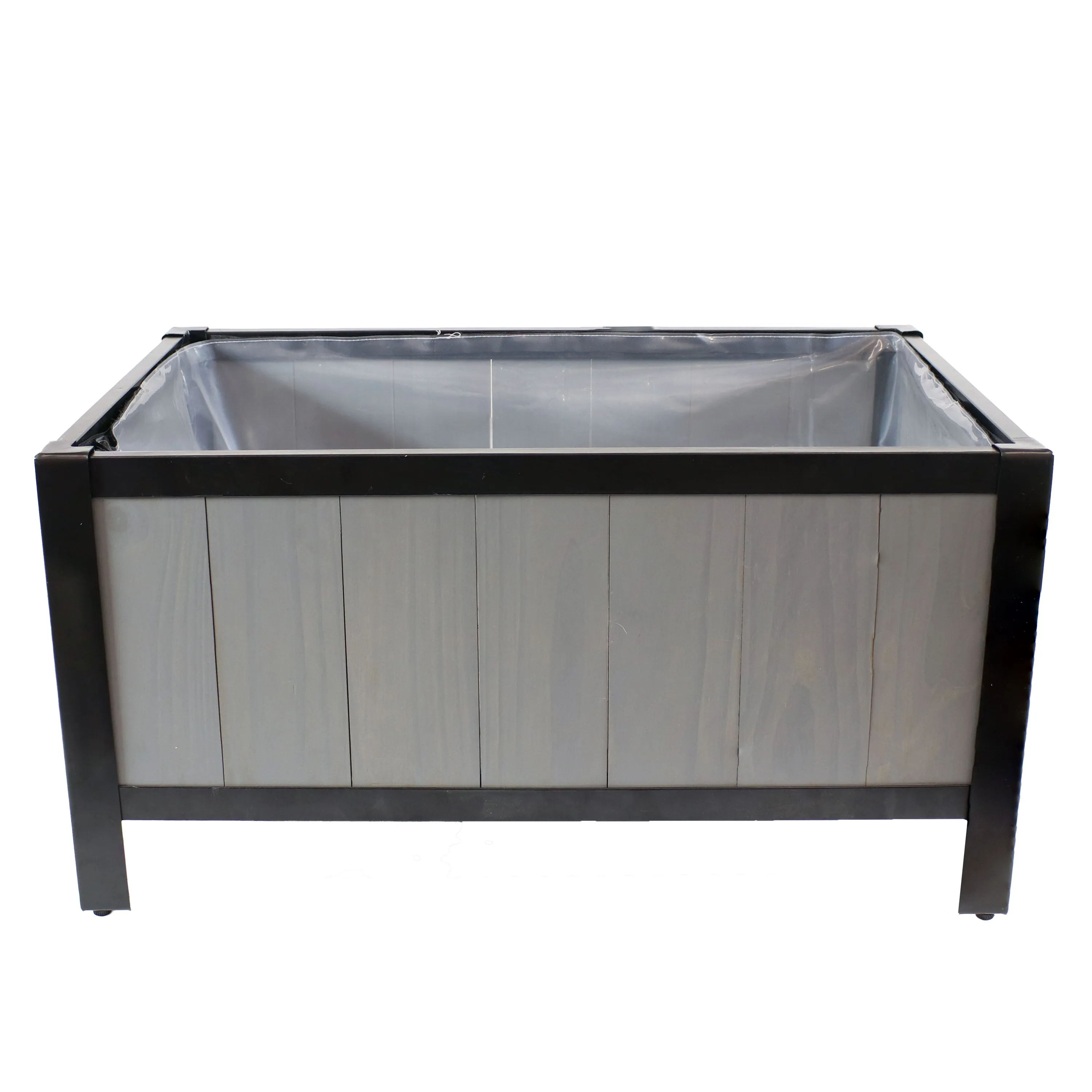 Sunnydaze Steel-Framed Acacia Wood Raised Garden Bed - 15.5" H