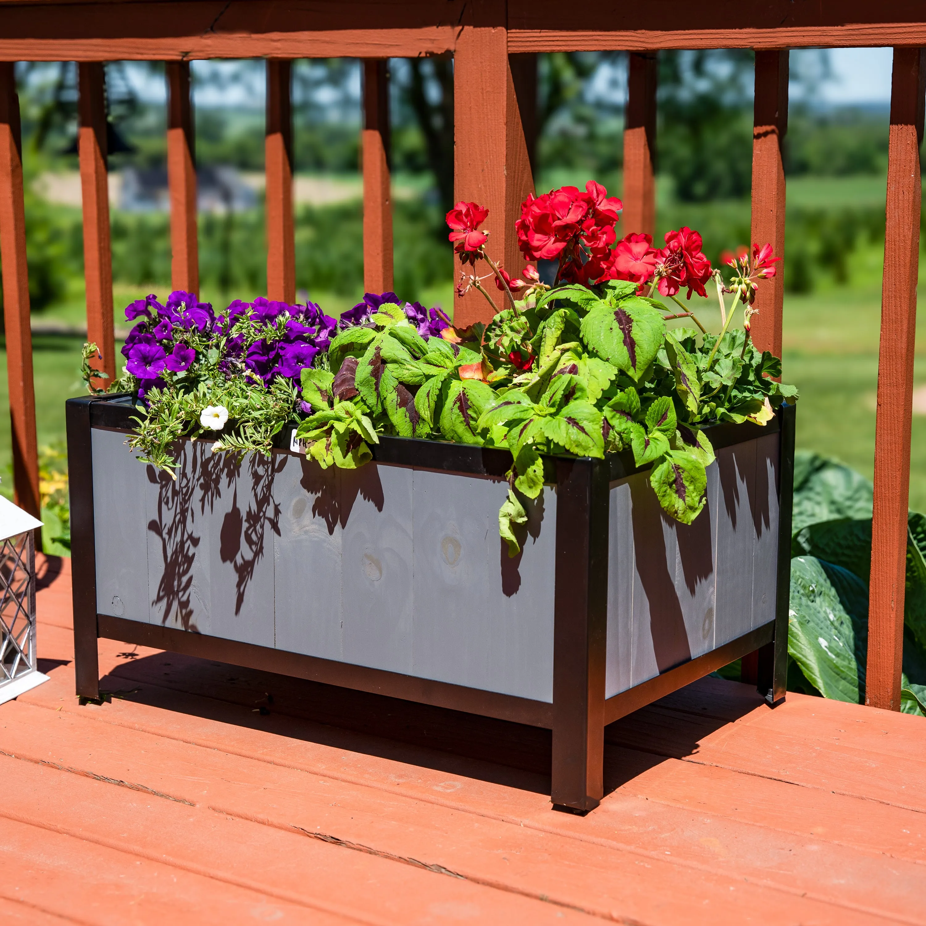 Sunnydaze Steel-Framed Acacia Wood Raised Garden Bed - 15.5" H