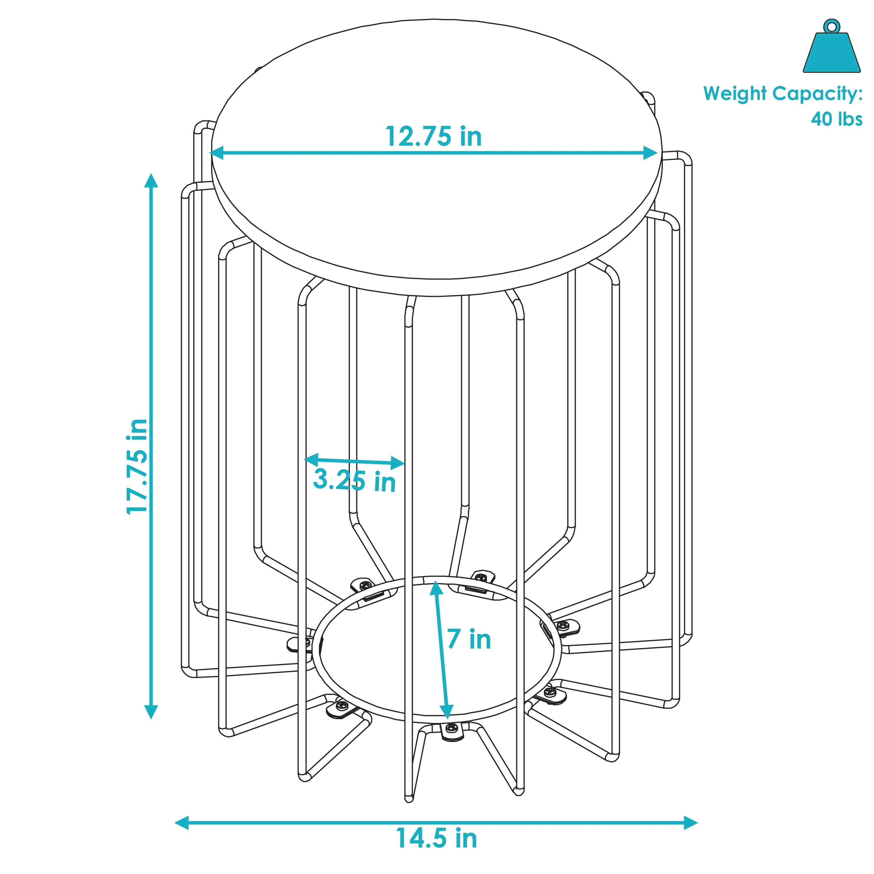 Sunnydaze Steel Wire End Table with Faux Woodgrain Tabletop