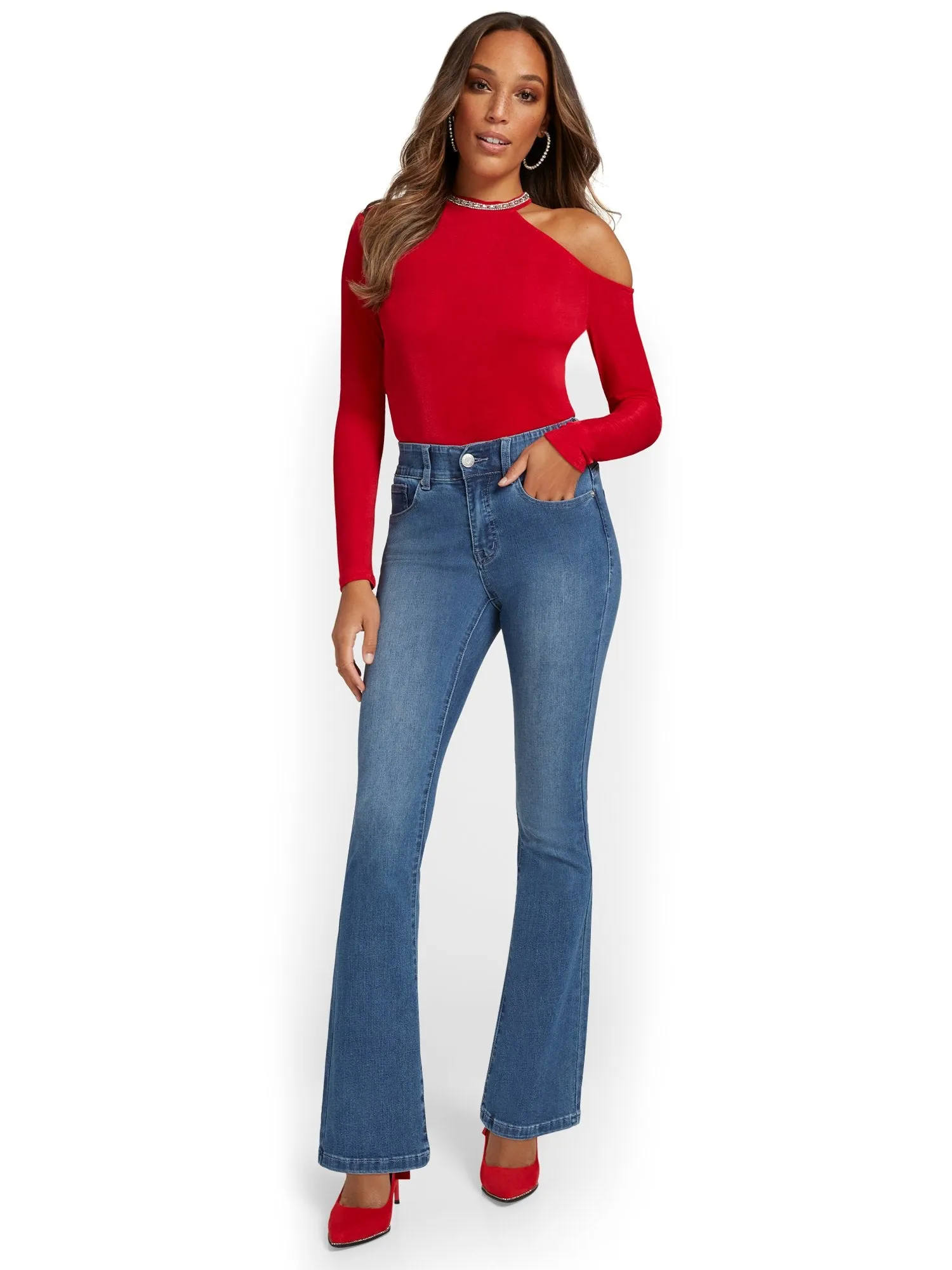 Tall Curvy High-Waisted Bootcut Jeans - Light Wash