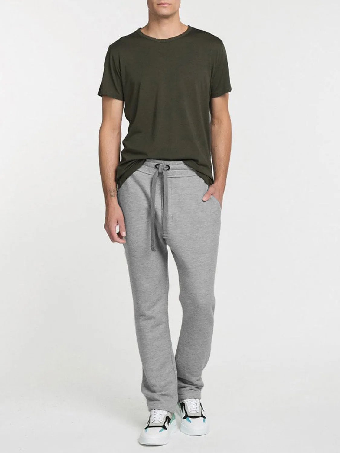 Tapered Loose-Fit Organic Cotton Sweatpants Melange Grey