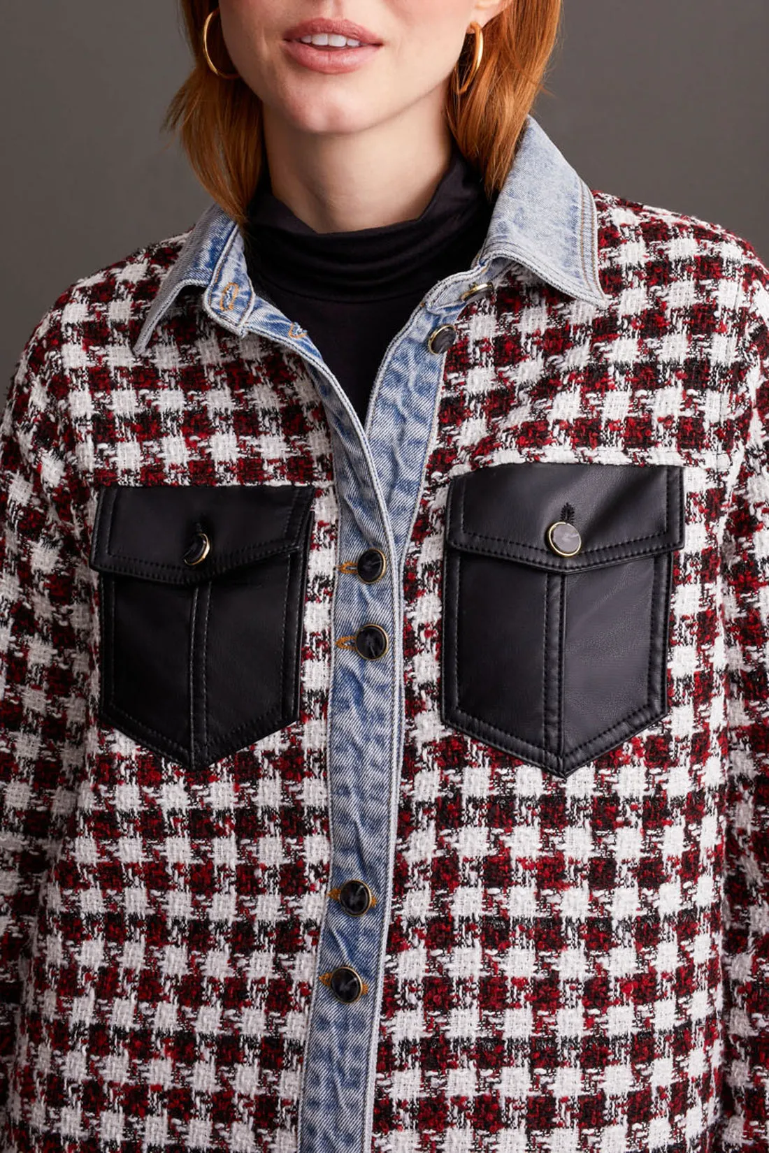 Tribal Jacket - Fancy Shacket - Scarlet /Denim