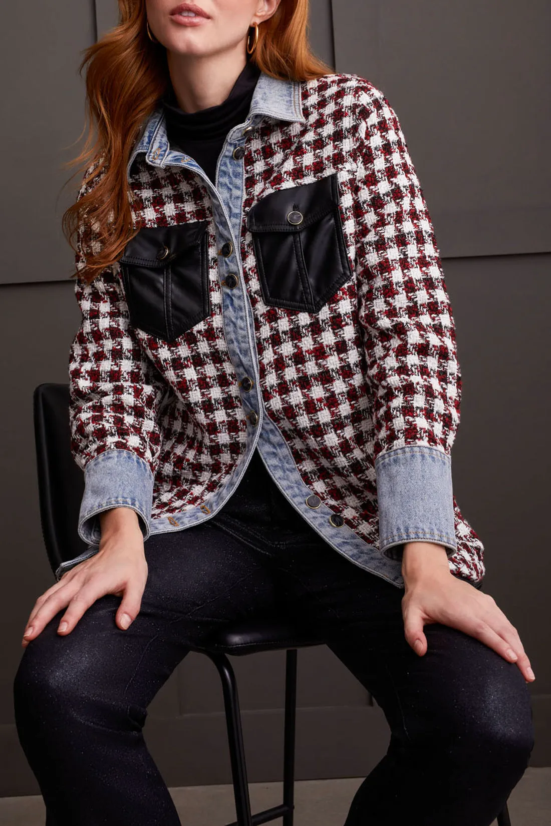 Tribal Jacket - Fancy Shacket - Scarlet /Denim