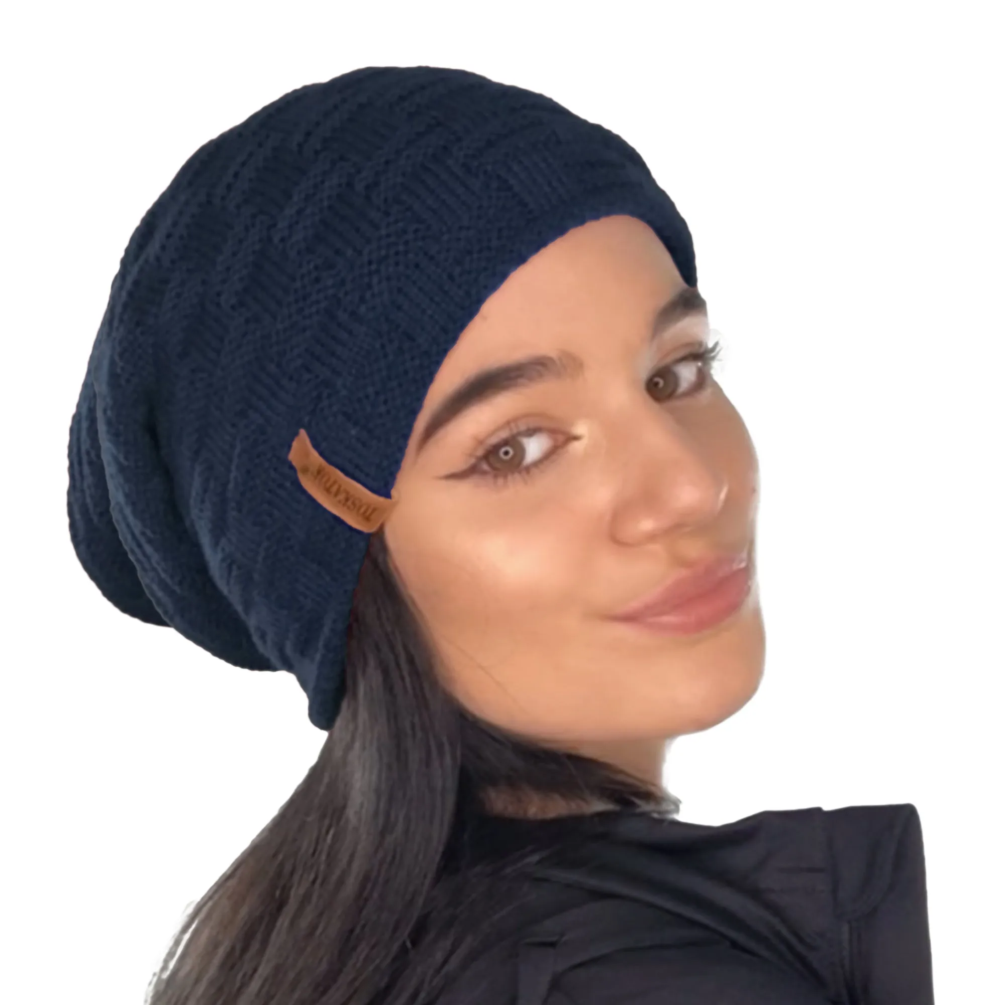Unisex Textured Knit Slouch Beanie Hat
