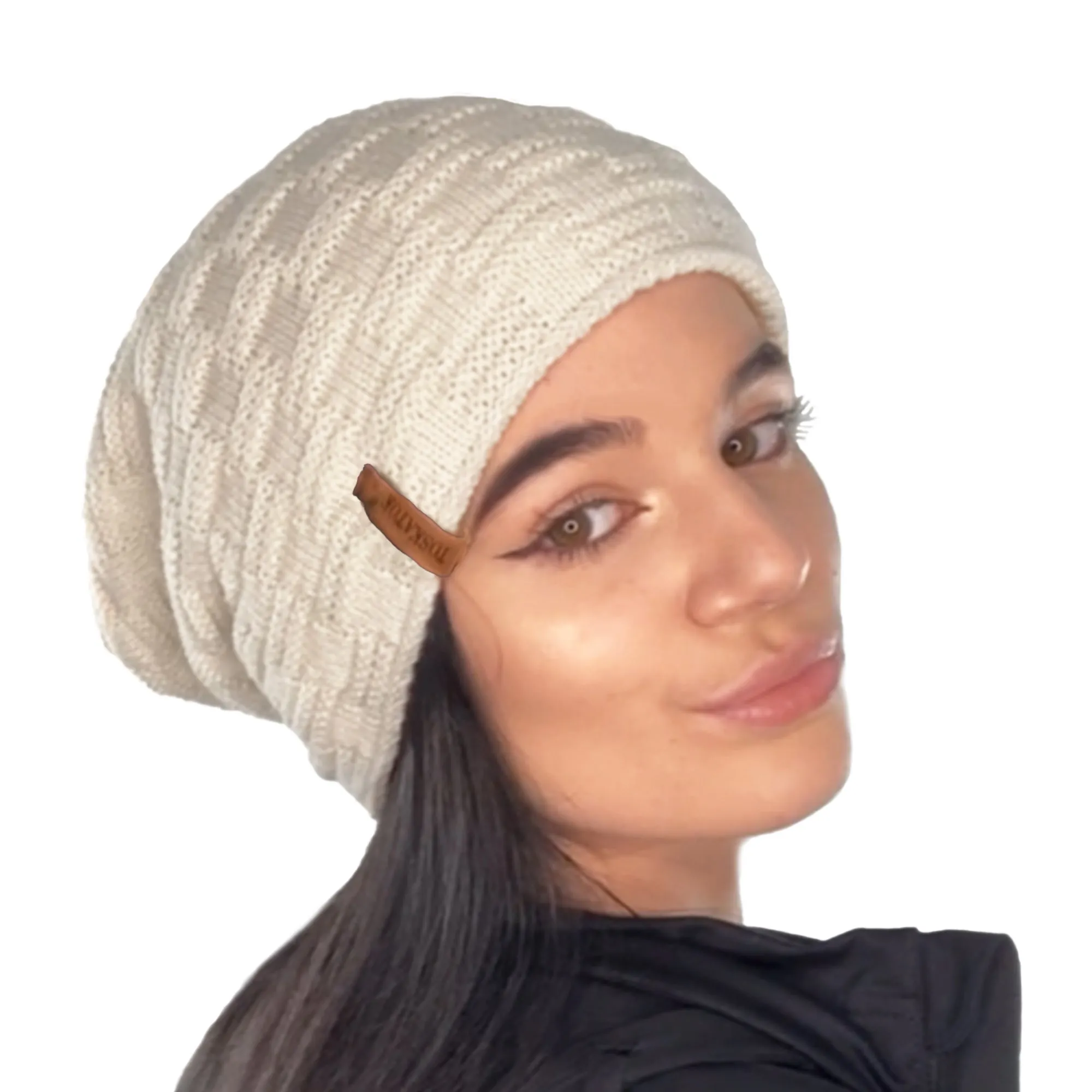 Unisex Textured Knit Slouch Beanie Hat