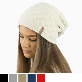 Unisex Textured Knit Slouch Beanie Hat