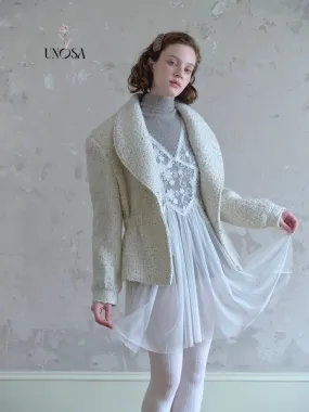 [UNOSA] Lost In Time Vintage Style Off-shoulder Slim Fit Wool Coat
