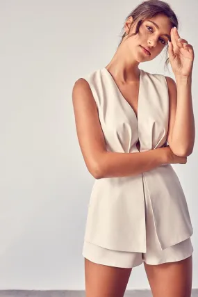 V-Neck Open Back Romper