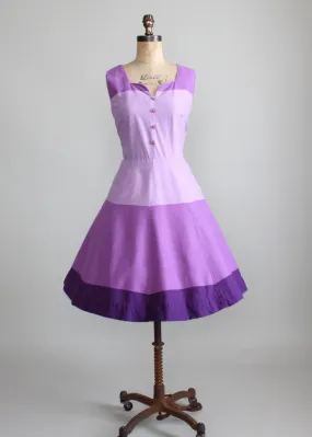 Vintage 1950s Purple Color Block Summer Dress
