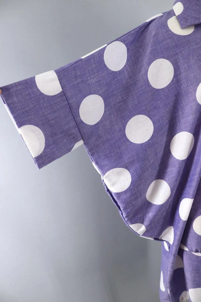 Vintage 1980s Puccini Day Dress / Periwinkle Blue Polka Dots