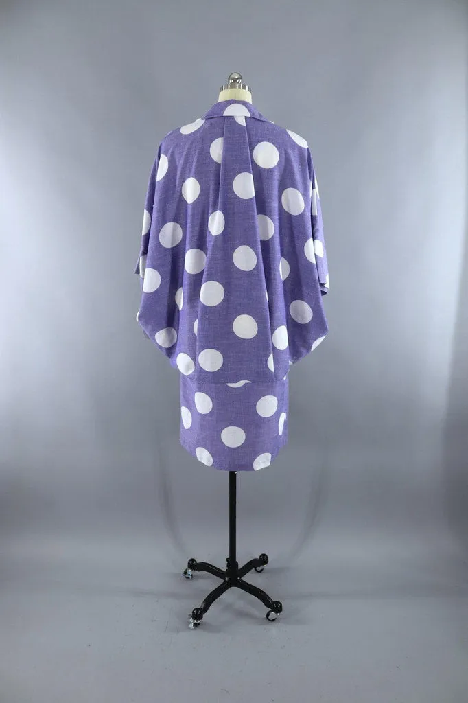 Vintage 1980s Puccini Day Dress / Periwinkle Blue Polka Dots