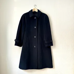 Vintage Alpaca Merino Wool Coat - Dark Blue - size M