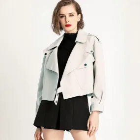 Wenkouban-Winter outfits Christmas Epaulet Double Breasted Leather Jacket