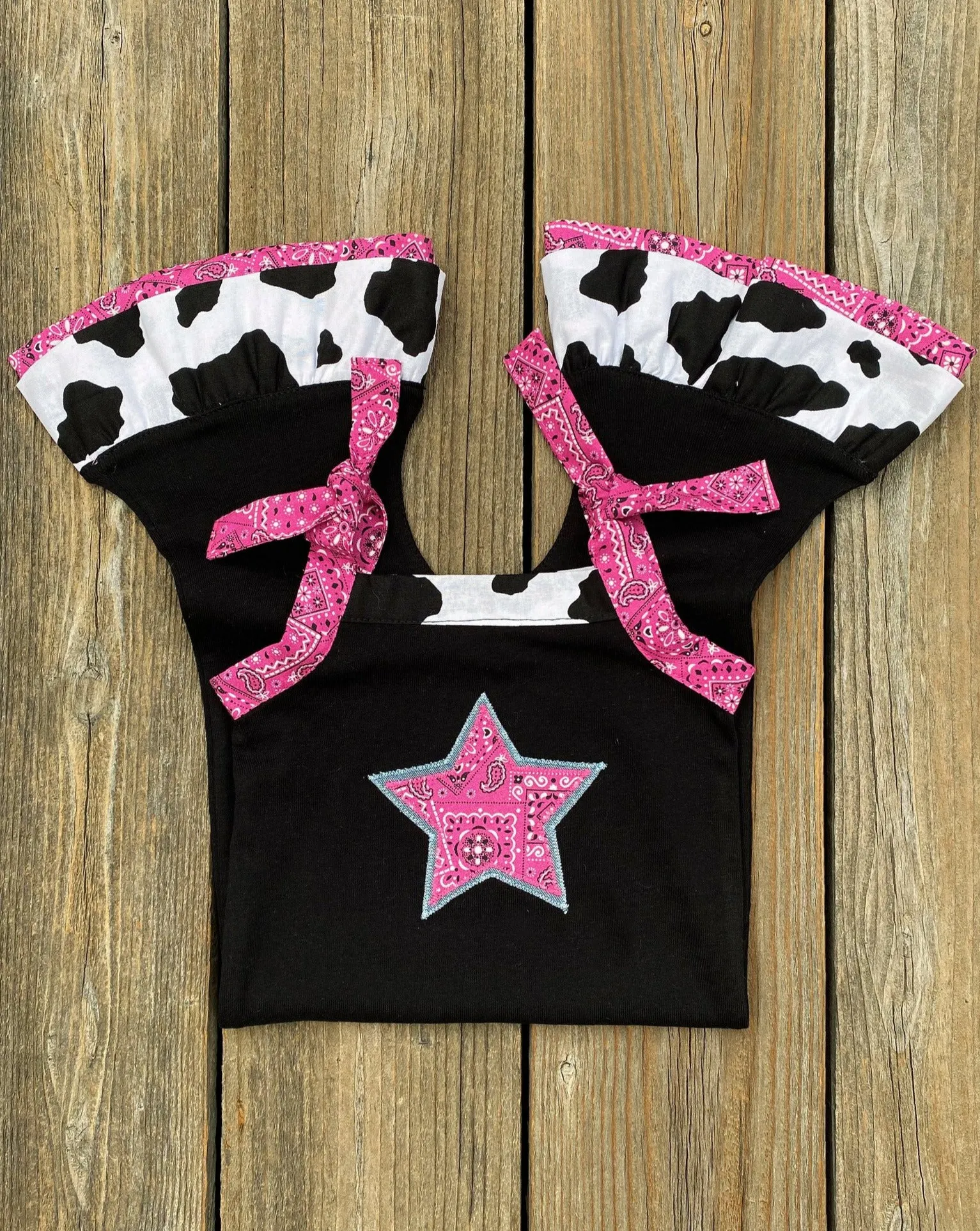 Western Wear Cow Hot Pink Bandana Romper Outfit