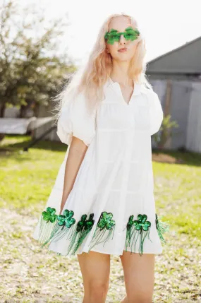 White Bead Shamrock Fringe Dress