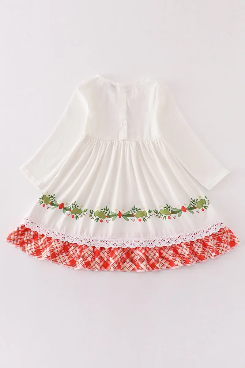 White christmas wreath dress