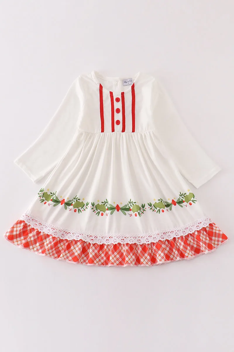 White christmas wreath dress