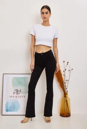 Wholesale Black Push Up Flare Trousers