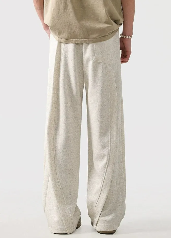 Wide Leg Drawstring Panel-Pleated Sweatpant Joggers
