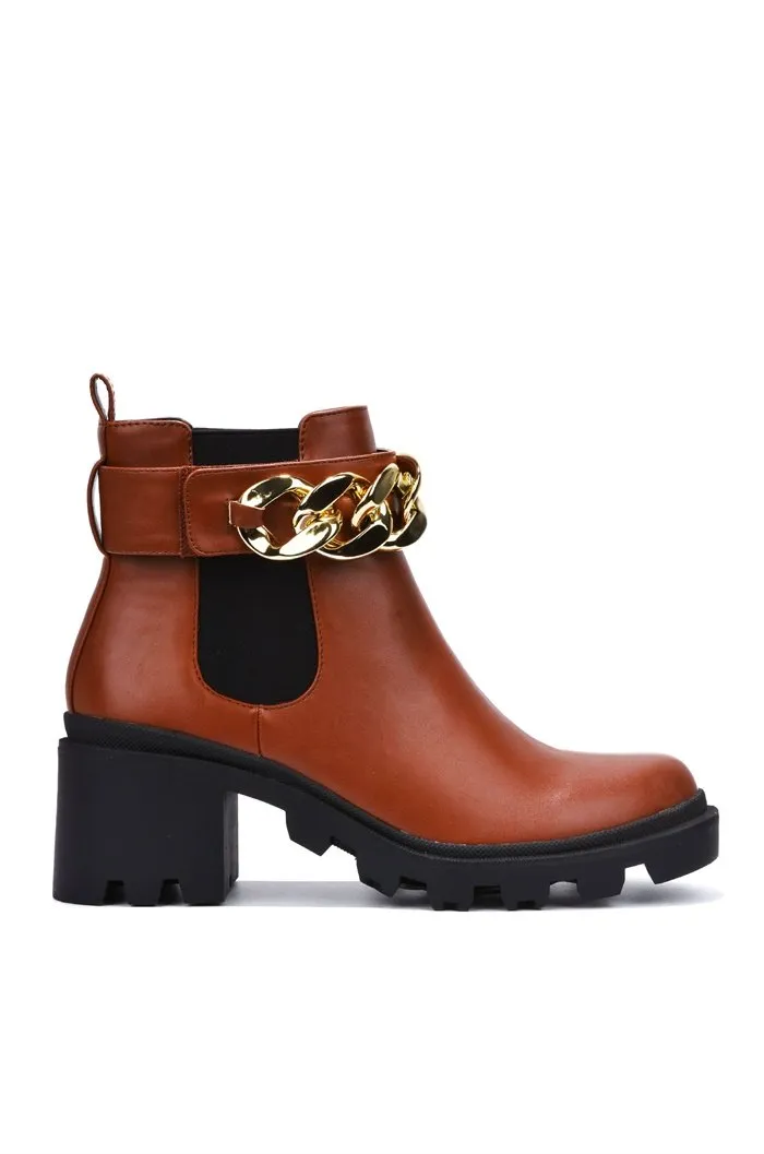 Women block heel combat Ankle boots With Chain ( Shiba By Cape Robbin )