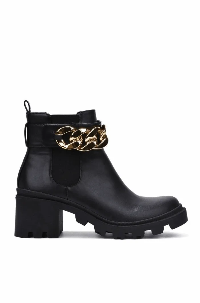 Women block heel combat Ankle boots With Chain ( Shiba By Cape Robbin )