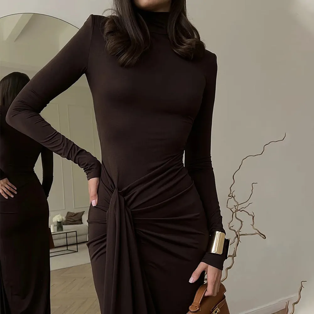Women's Sexy High-Slit Tie Waist Bodycon Maxi Dress