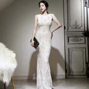 Women's Summer Sleeveless Sheath O-Neck Long Dress