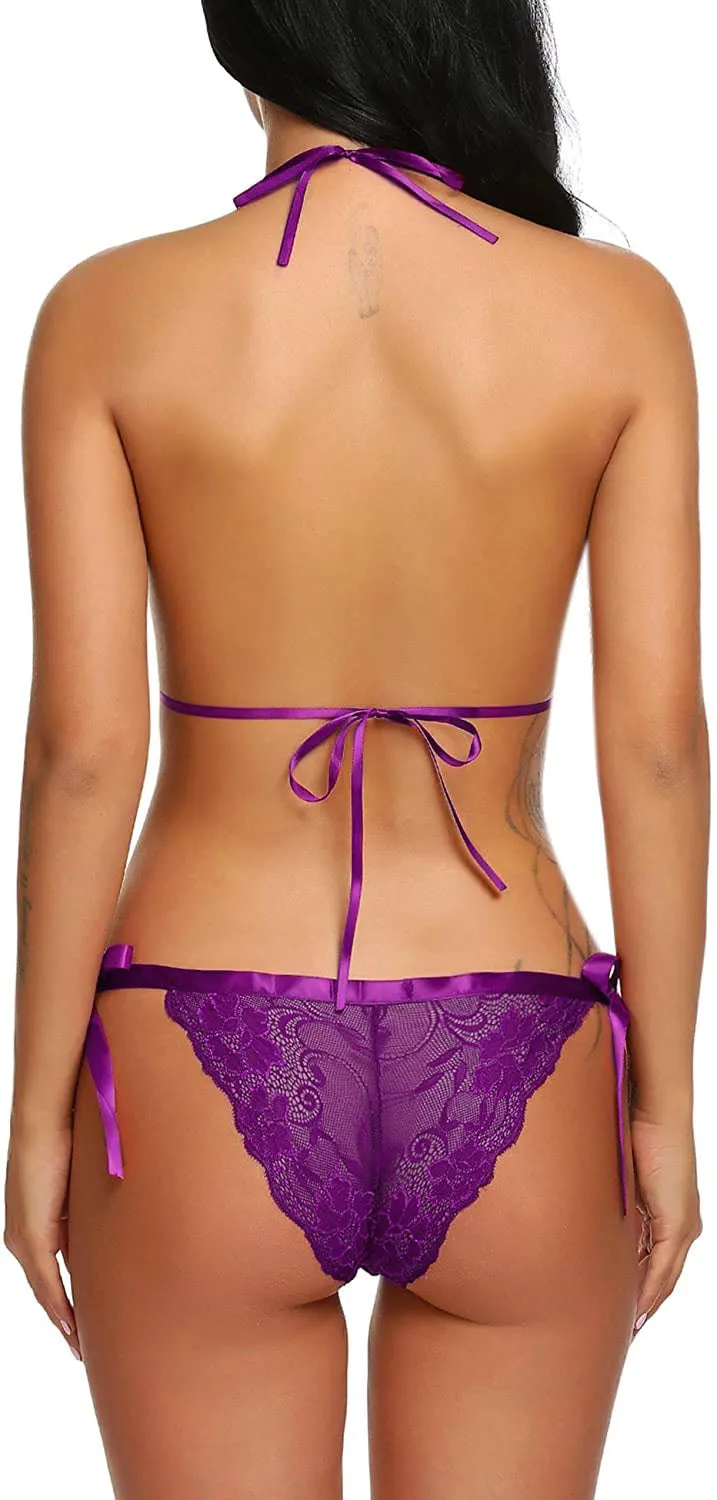 Xs and Os Women Ribbon Lace Lingerie in Babydoll Teddies Style
