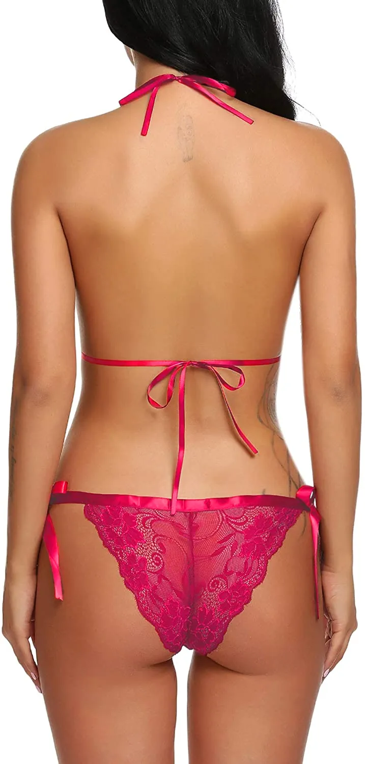 Xs and Os Women Ribbon Lace Lingerie in Babydoll Teddies Style