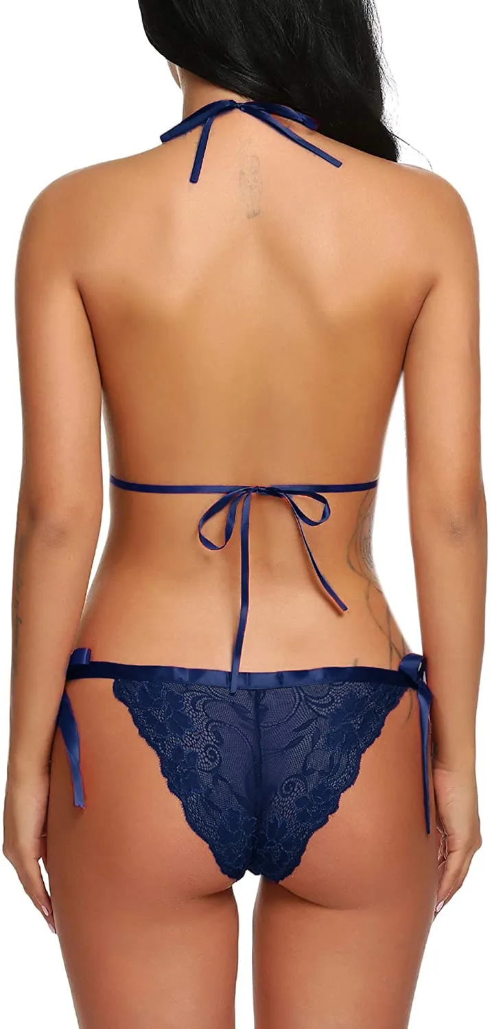 Xs and Os Women Ribbon Lace Lingerie in Babydoll Teddies Style