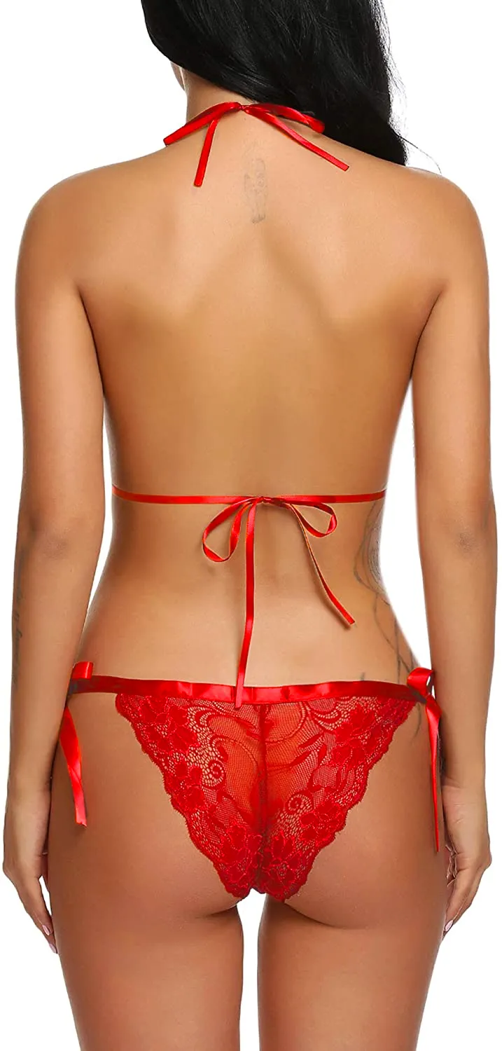 Xs and Os Women Ribbon Lace Lingerie in Babydoll Teddies Style